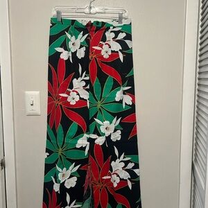 Red and Green A-Line Maxi Skirt for Resort Wear